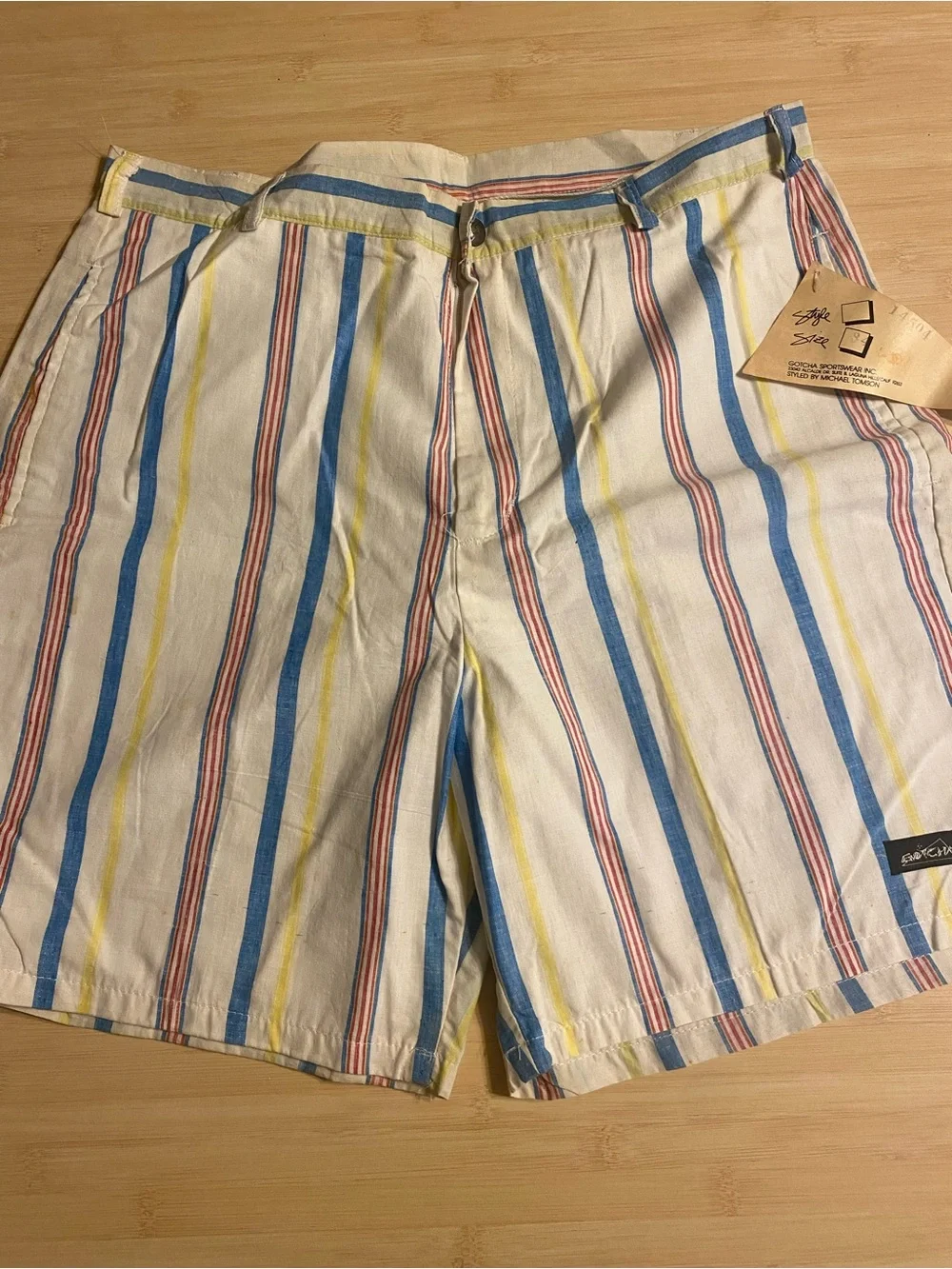 NWT Gotcha Shorts Mens 34 Surf Skate 1990’s Vintage Retro Striped Blue Red